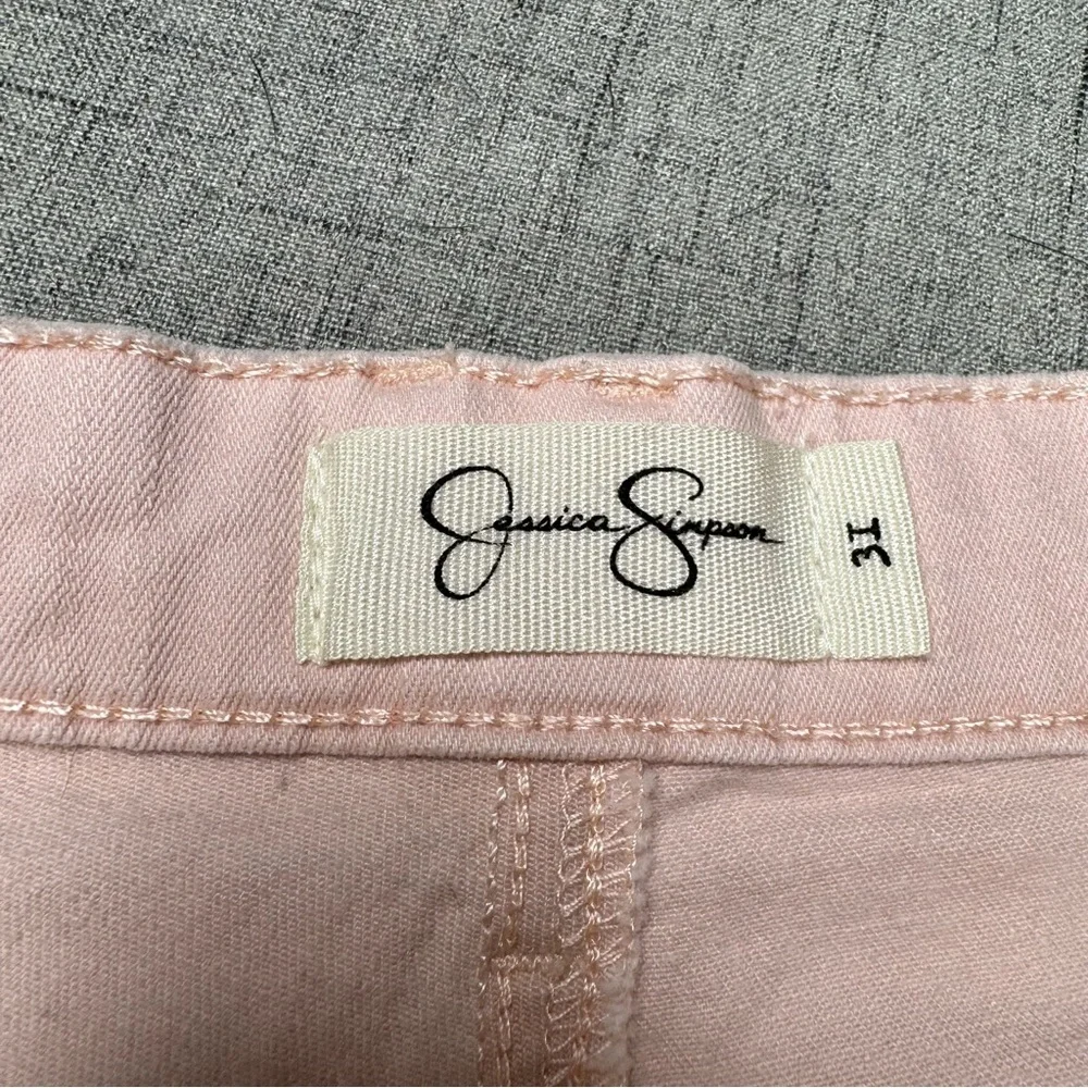 Jessica Simpson Pink Nomad Distressed Jean Shorts with Lace Crochet Trim 31